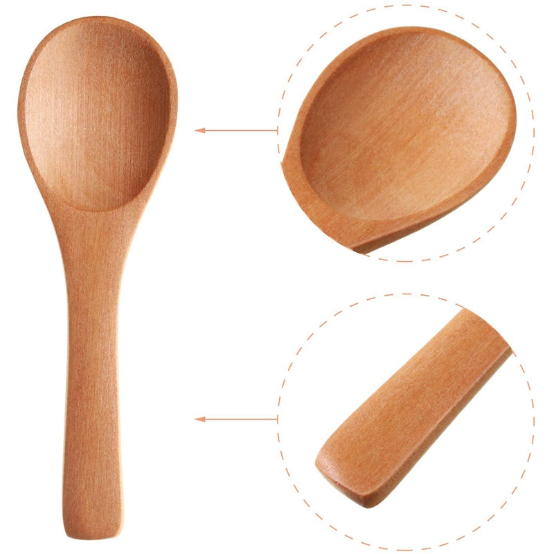 Small Wooden Spoons Mini Tasting Spoons Condiments Salt Spoons for Kitchen Cooking Seasoning Oil Coffee Tea Sugar 30Pcs