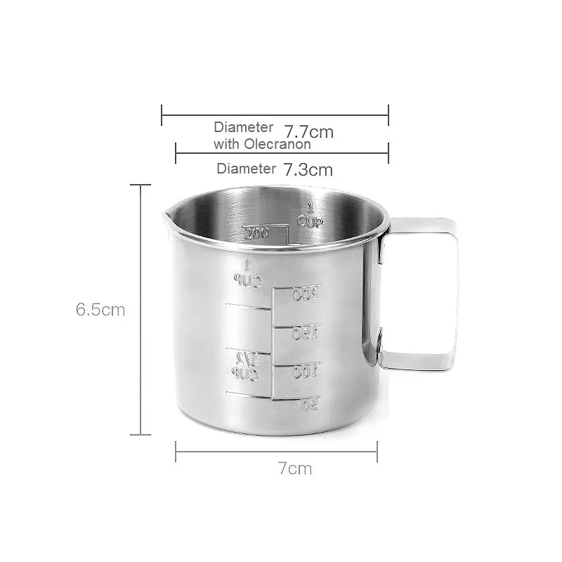 Stainless Steel Measuring Cup 200 mL Milk Tea Coffee Liquid Measuring Cup With Scale Food Grade 304 SUS Never Rust 200 cc