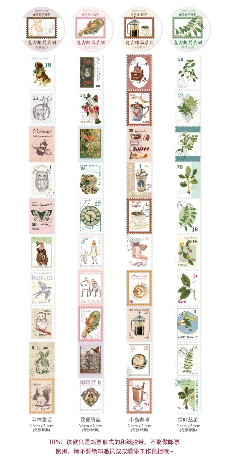Vintage Post Office Series Washi Tape Retro stamps Coffee Decorative Adhesive Tape DIY Scrapbooking Sticker Label