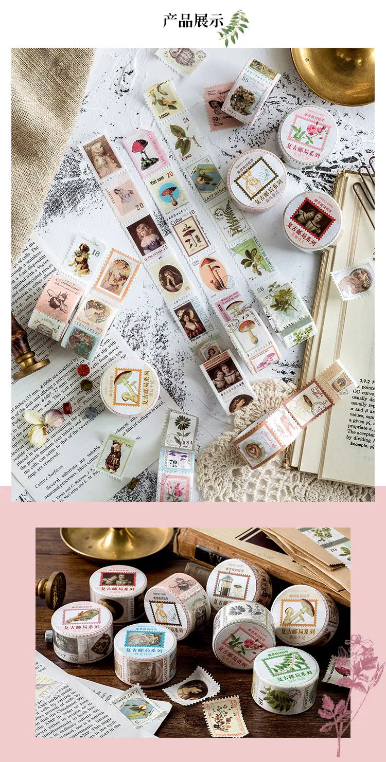 Vintage Post Office Series Washi Tape Retro stamps Coffee Decorative Adhesive Tape DIY Scrapbooking Sticker Label