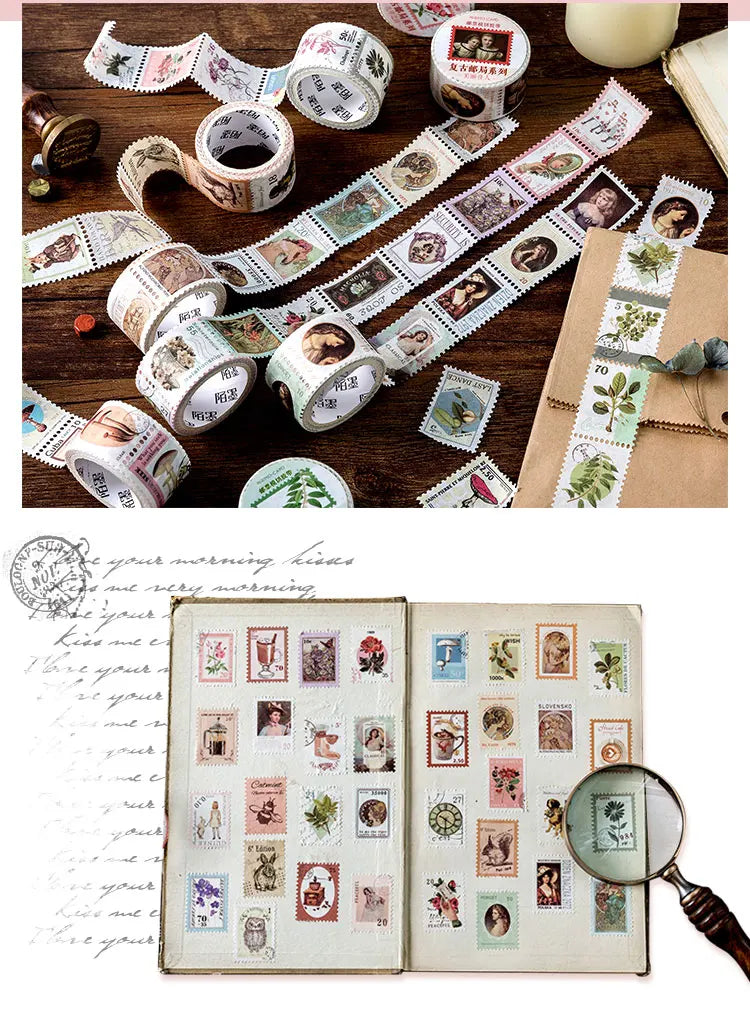 Vintage Post Office Series Washi Tape Retro stamps Coffee Decorative Adhesive Tape DIY Scrapbooking Sticker Label