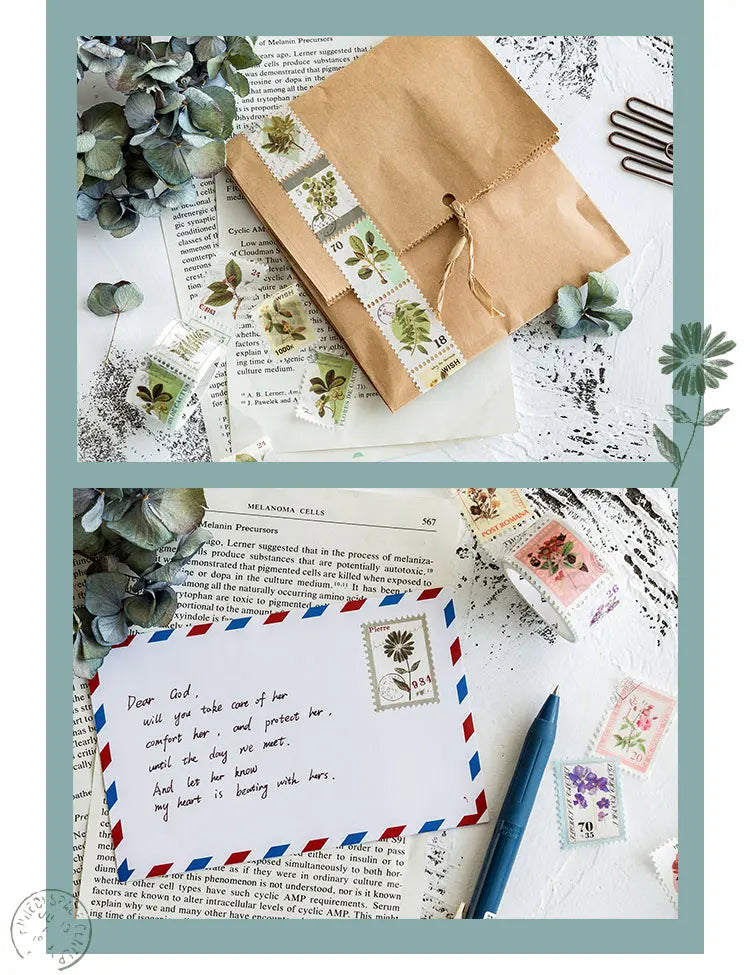 Vintage Post Office Series Washi Tape Retro stamps Coffee Decorative Adhesive Tape DIY Scrapbooking Sticker Label
