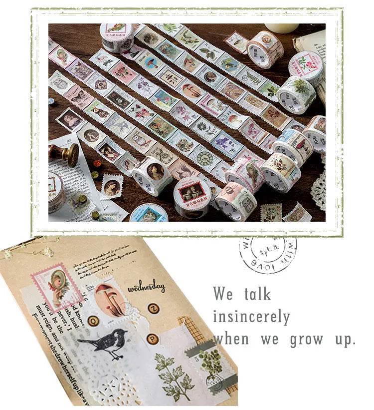 Vintage Post Office Series Washi Tape Retro stamps Coffee Decorative Adhesive Tape DIY Scrapbooking Sticker Label