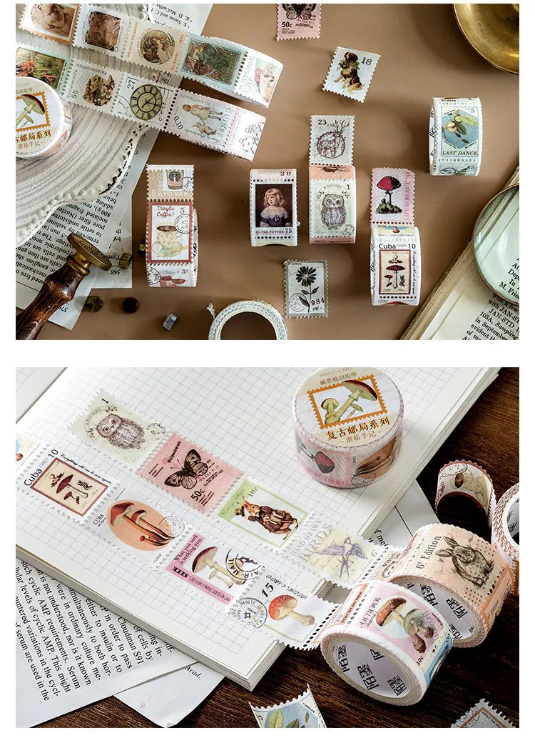 Vintage Post Office Series Washi Tape Retro stamps Coffee Decorative Adhesive Tape DIY Scrapbooking Sticker Label