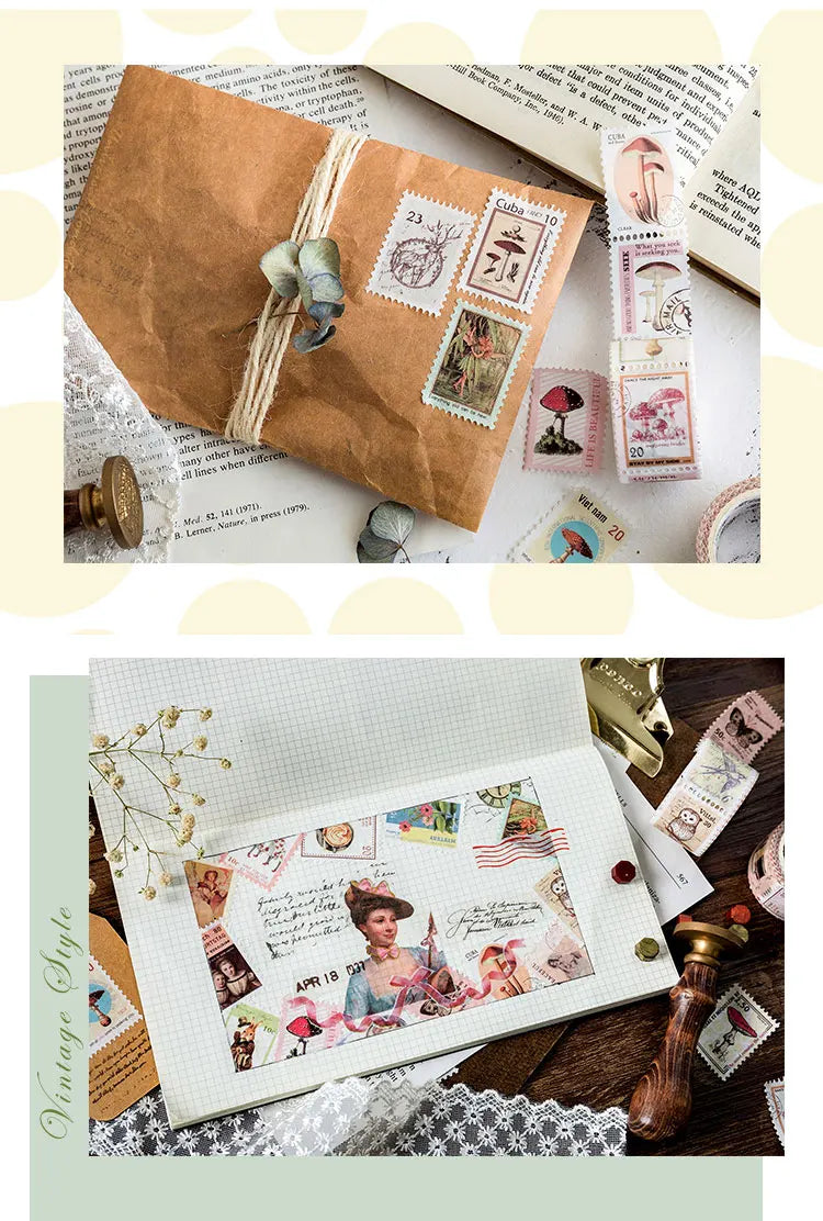 Vintage Post Office Series Washi Tape Retro stamps Coffee Decorative Adhesive Tape DIY Scrapbooking Sticker Label