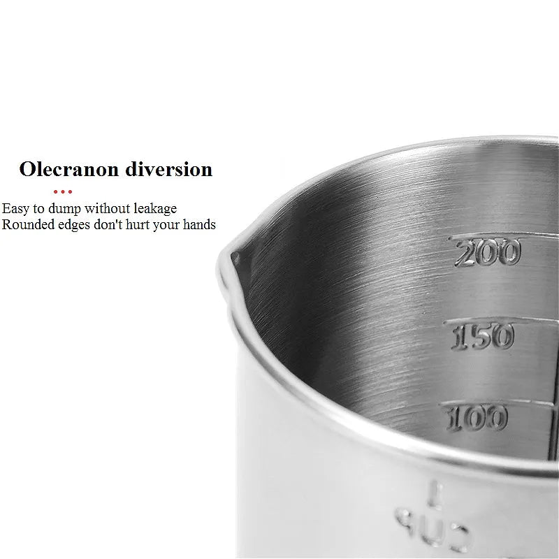 Stainless Steel Measuring Cup 200 mL Milk Tea Coffee Liquid Measuring Cup With Scale Food Grade 304 SUS Never Rust 200 cc