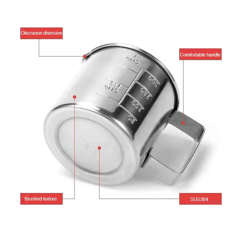 Stainless Steel Measuring Cup 200 mL Milk Tea Coffee Liquid Measuring Cup With Scale Food Grade 304 SUS Never Rust 200 cc