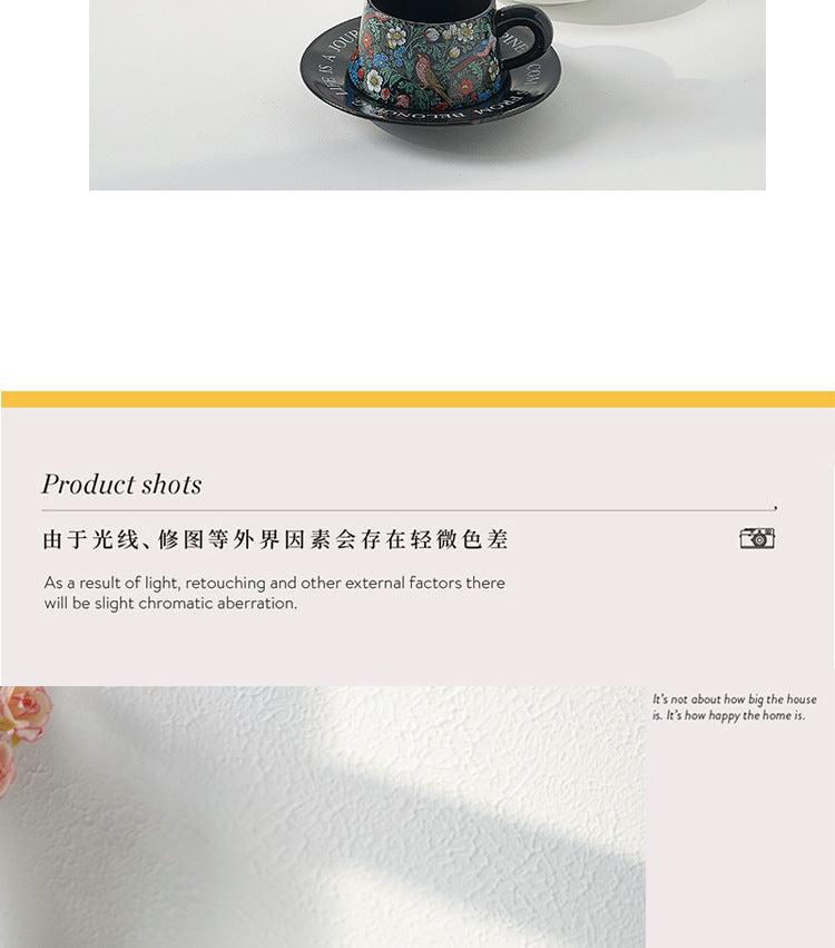 Vintage flower and bird watercolor coffee cup set Upscale mug Afternoon teacup saucer gift box with gift cup