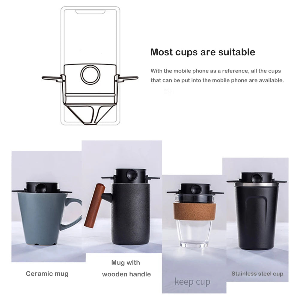 Pour Over Coffee Maker Home Coffee Filter Stainless Steel Coffee Dripper Easy To Clean for Travel Camping for Drip Coffee & Tea