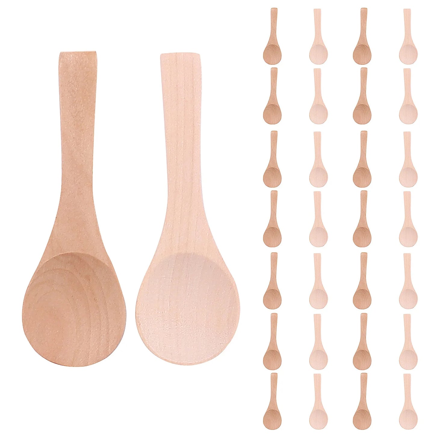 Small Wooden Spoons Mini Tasting Spoons Condiments Salt Spoons for Kitchen Cooking Seasoning Oil Coffee Tea Sugar 30Pcs