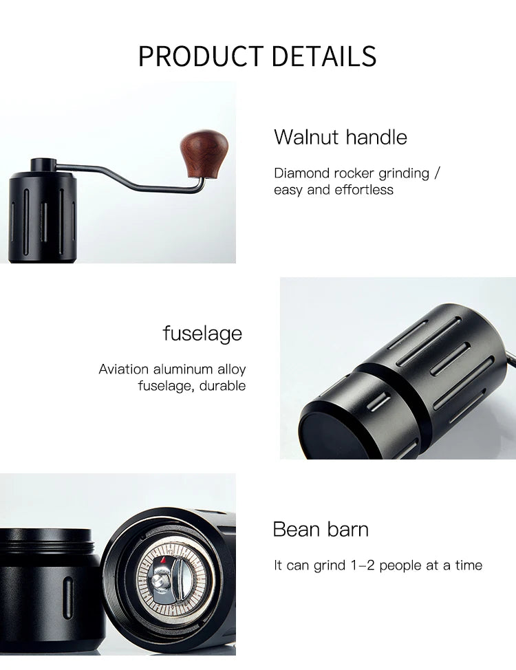 Wholesale Travel Hand Shake Adjustable Speed 48mm Flat Burr Cordless Reusable Washable Manual Coffee Grinder Mill Machine