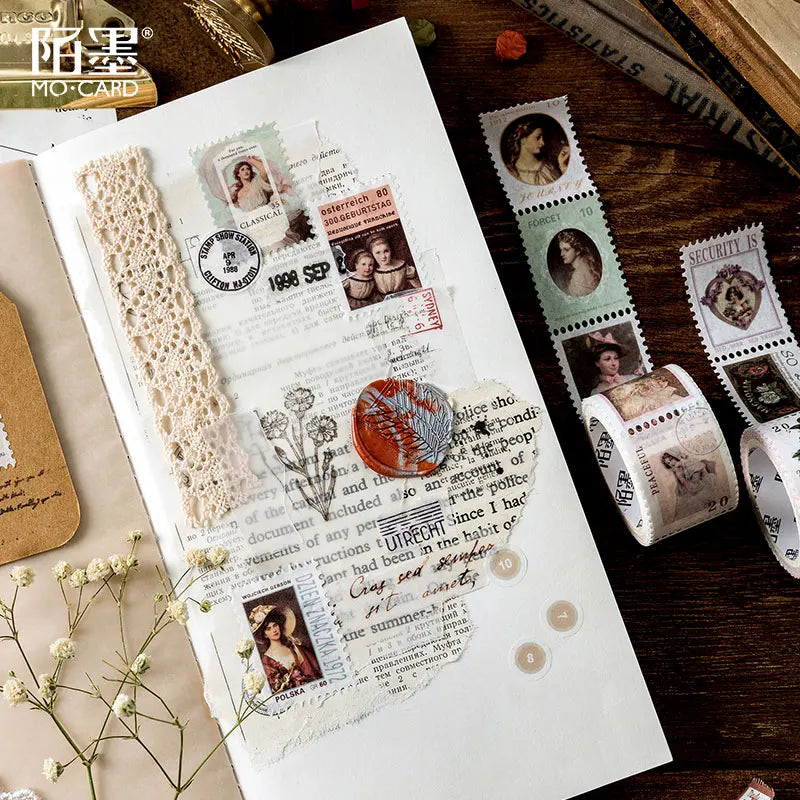 Vintage Post Office Series Washi Tape Retro stamps Coffee Decorative Adhesive Tape DIY Scrapbooking Sticker Label