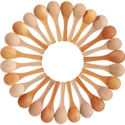 Small Wooden Spoons Mini Tasting Spoons Condiments Salt Spoons for Kitchen Cooking Seasoning Oil Coffee Tea Sugar 30Pcs