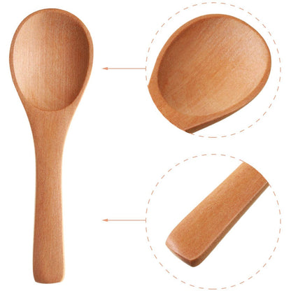 Small Wooden Spoons Mini Tasting Spoons Condiments Salt Spoons for Kitchen Cooking Seasoning Oil Coffee Tea Sugar 30Pcs