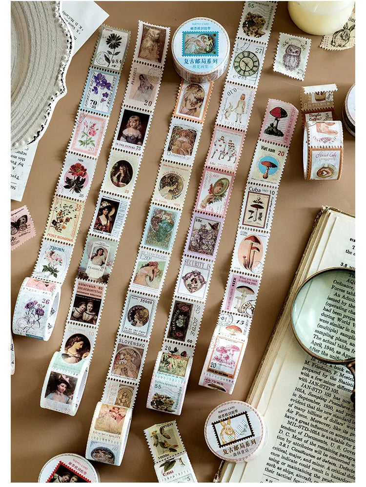 Vintage Post Office Series Washi Tape Retro stamps Coffee Decorative Adhesive Tape DIY Scrapbooking Sticker Label