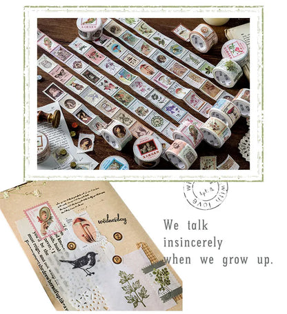 Vintage Post Office Series Washi Tape Retro stamps Coffee Decorative Adhesive Tape DIY Scrapbooking Sticker Label
